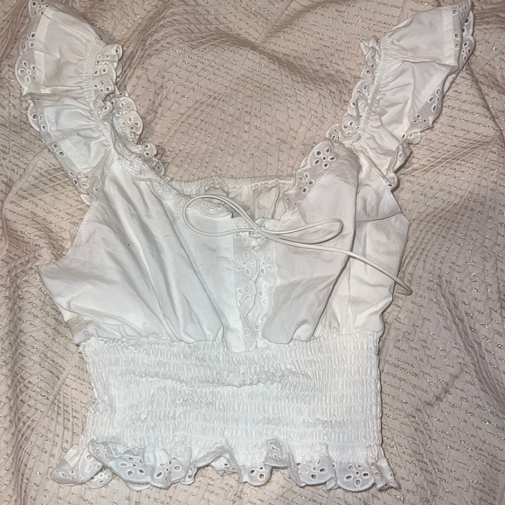 Women’s SHEIN White Baby Doll Crop Top Size Small (2)